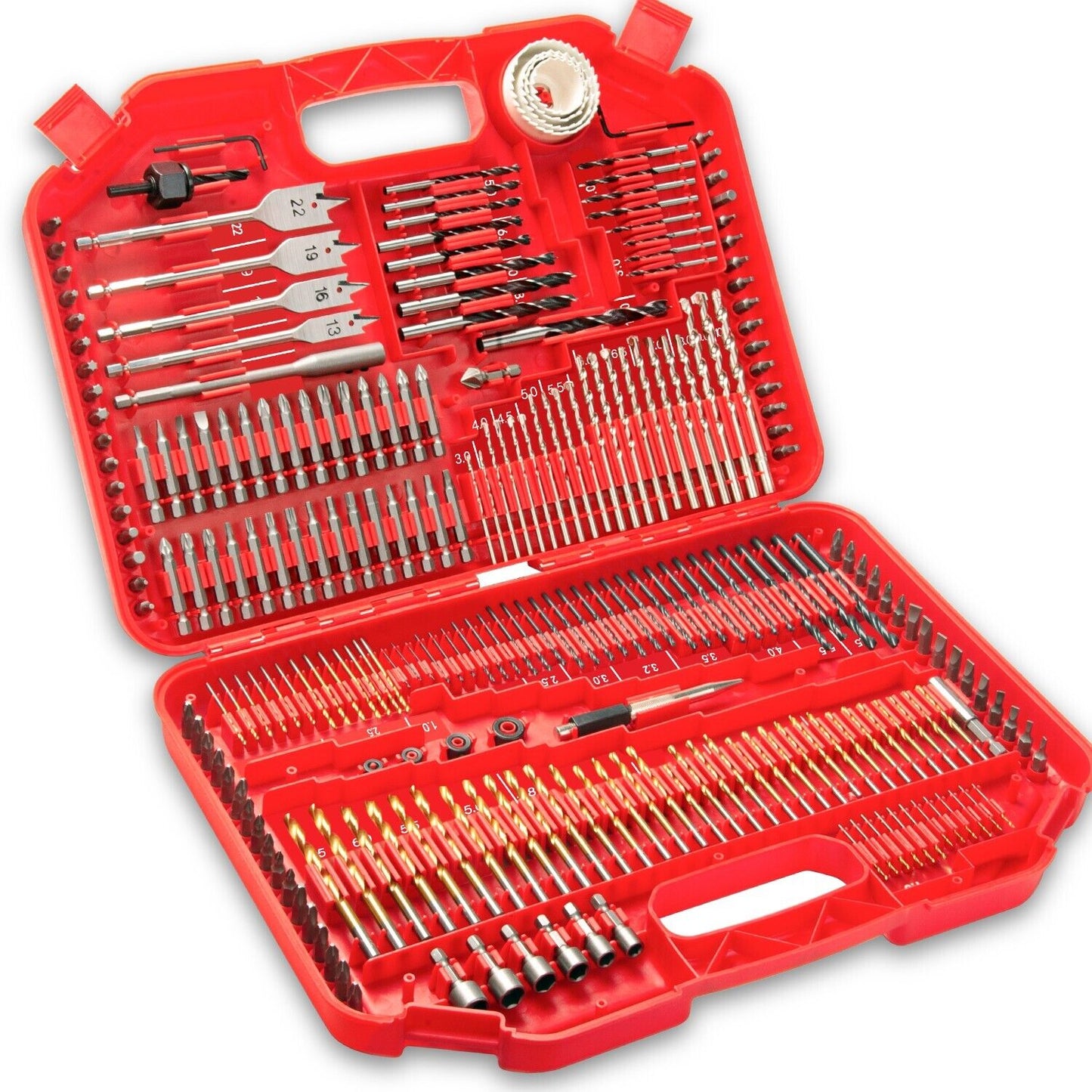 TOPEX 246PC Combination Drill Bit Set Screw Bits Titanium for Metal Wood Masonry