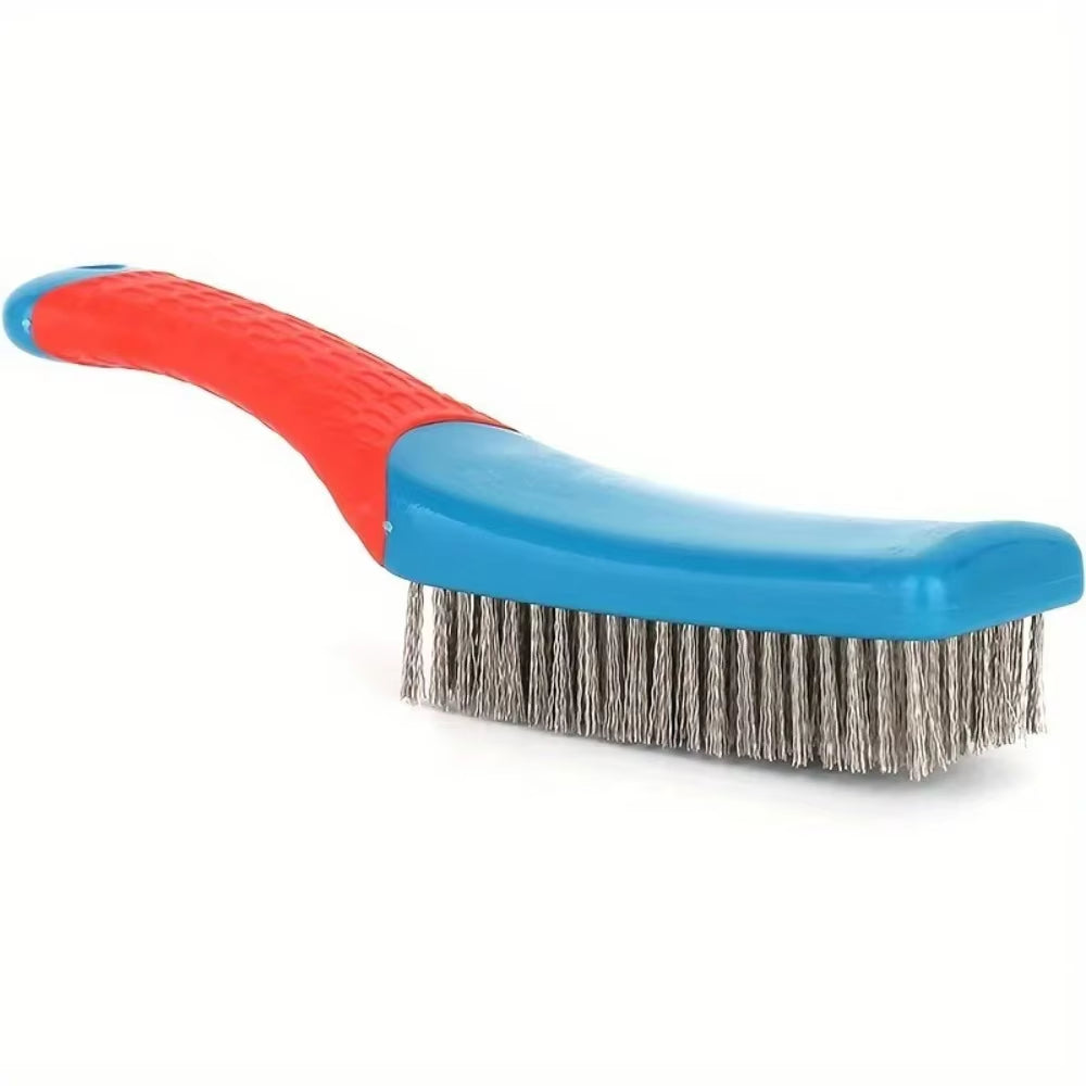 1Pc Hand Wire Brush – Stainless Steel Bristles, Ergonomic Plastic Handle for Rust & Welding Slag Removal
