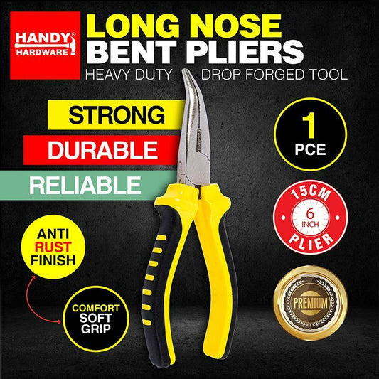 Long Nose Bent Cutting Pliers Strong Durable Reliable Anti-Rust Soft Grip 15CM