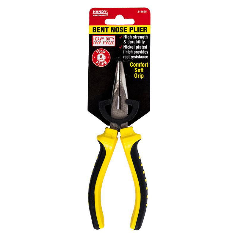 Long Nose Bent Cutting Pliers Strong Durable Reliable Anti-Rust Soft Grip 15CM