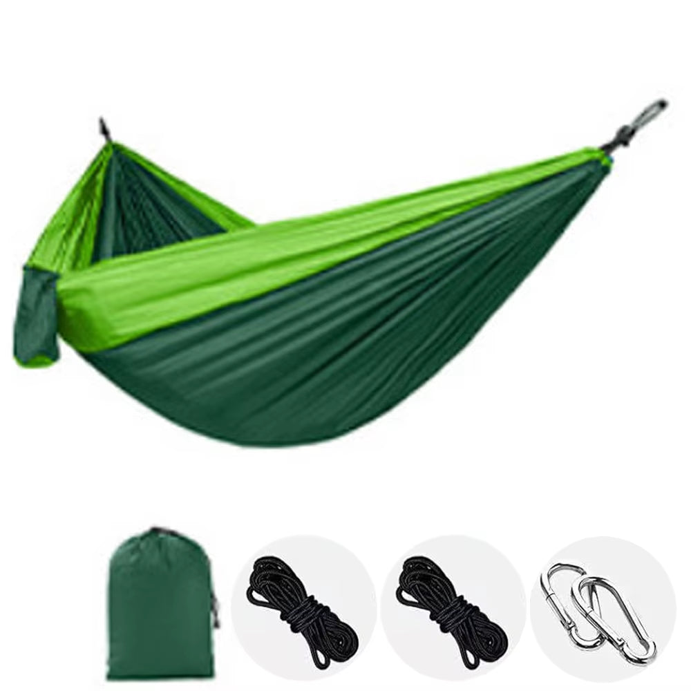 New Camping Hammock Single Person Portable Outdoor with Nylon Color Matching Hammock High Strength Parachute Fabric Hanging Bed