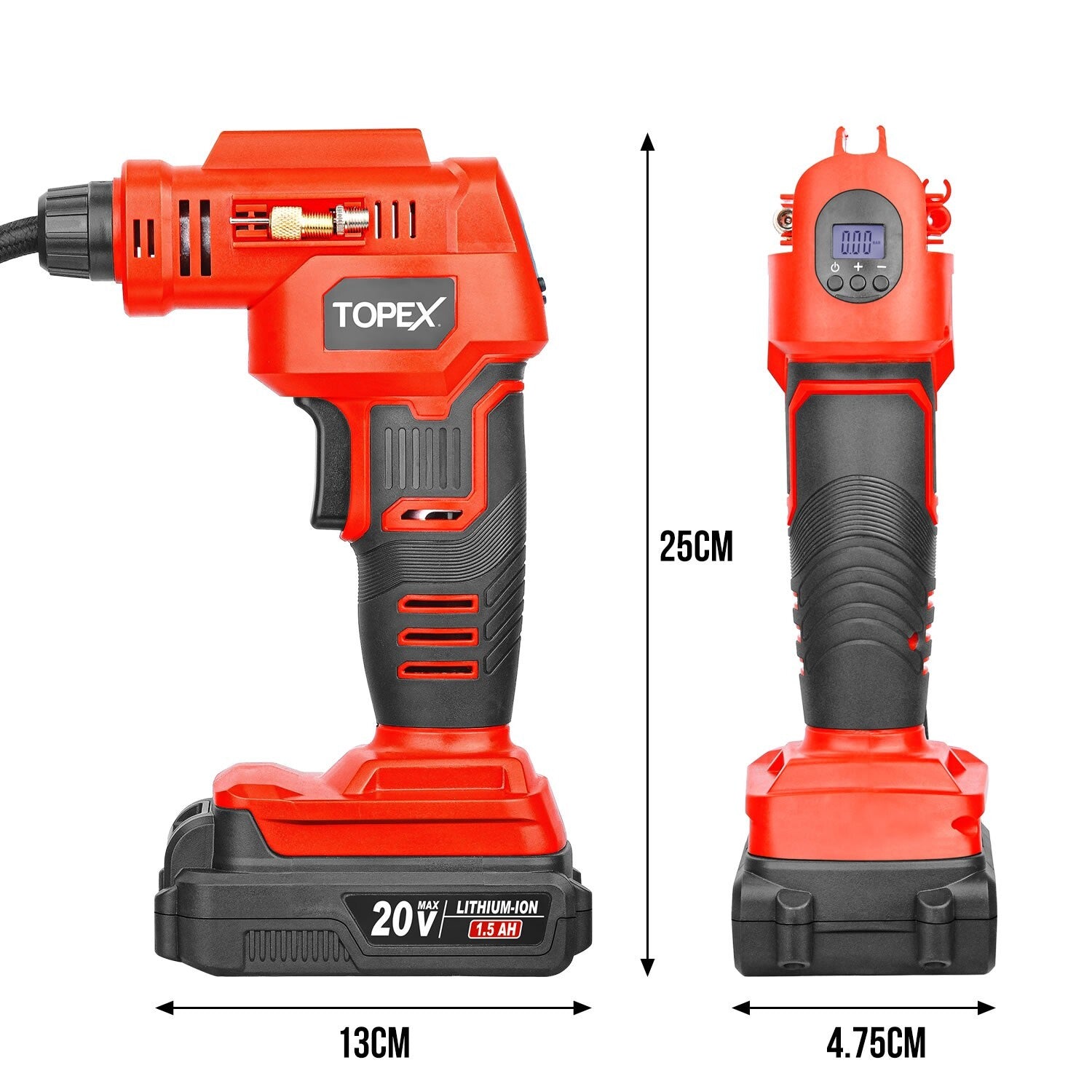 20V Cordless Air Compressor Car Tyre Inflator W/Digital Pressure Gauge LED Light