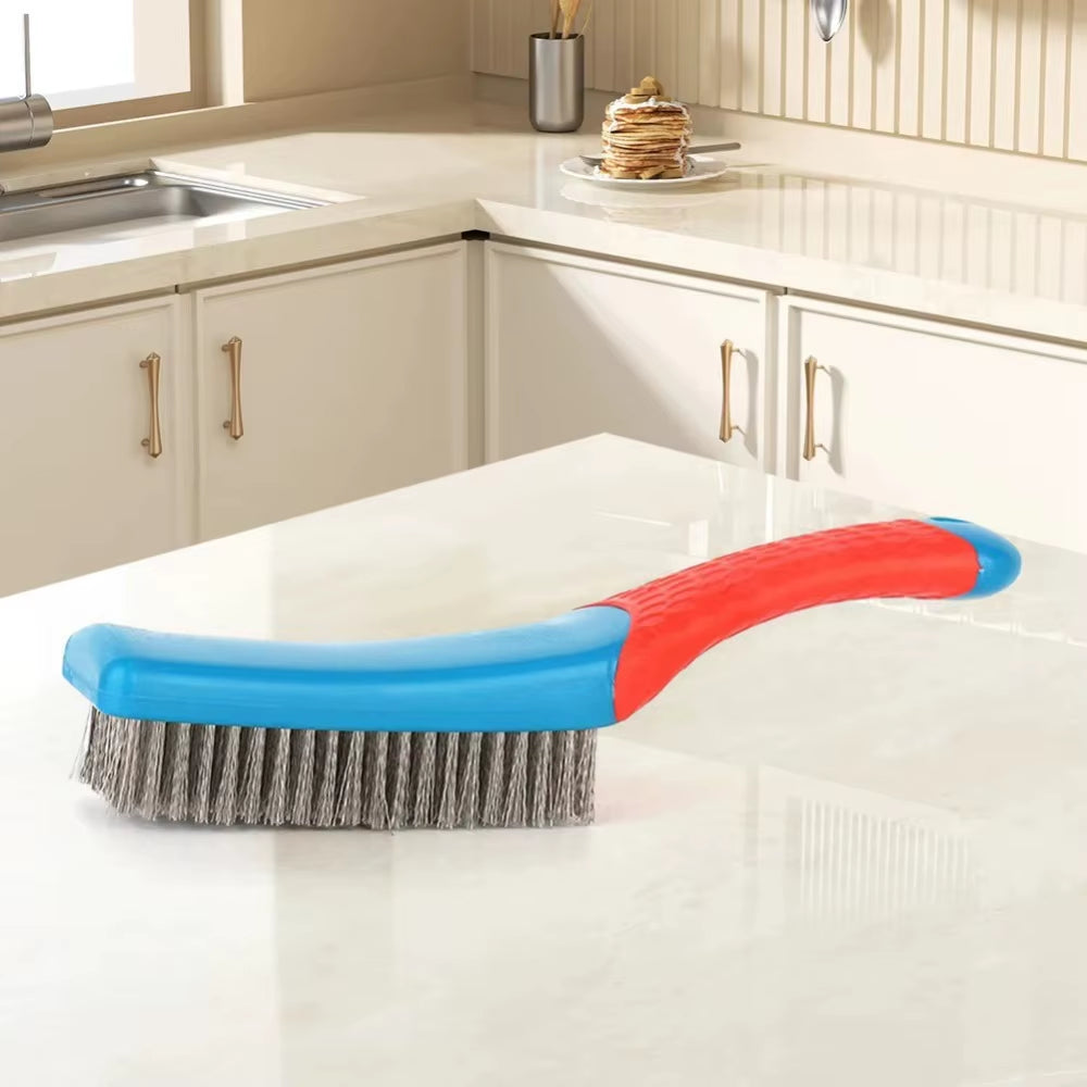 1Pc Hand Wire Brush – Stainless Steel Bristles, Ergonomic Plastic Handle for Rust & Welding Slag Removal