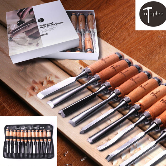 AU Professional 12 Pcs Wood Carving Gauge Chisel Woodworking Hand Tool Set