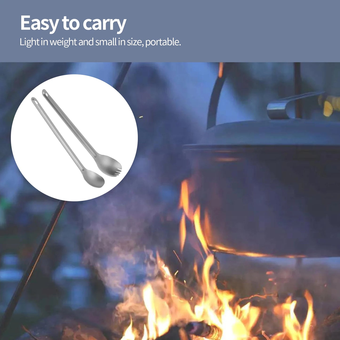 Camping Long Handle Spoon Lightweight Titanium Tableware Corrosion Resistance Spork/Spoon Camping Supplies