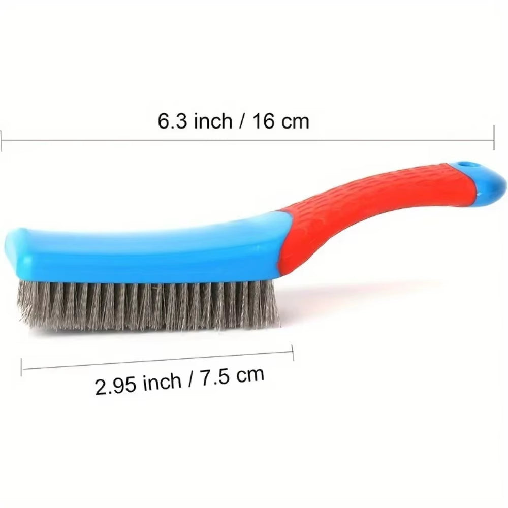 1Pc Hand Wire Brush – Stainless Steel Bristles, Ergonomic Plastic Handle for Rust & Welding Slag Removal