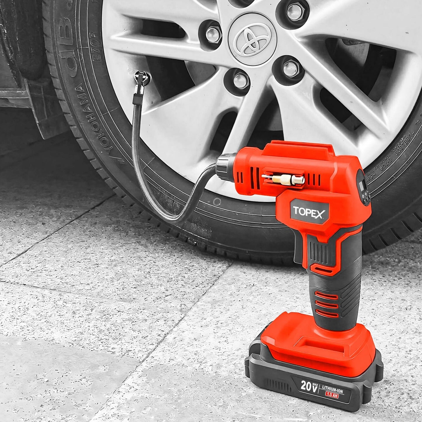 20V Cordless Air Compressor Car Tyre Inflator W/Digital Pressure Gauge LED Light