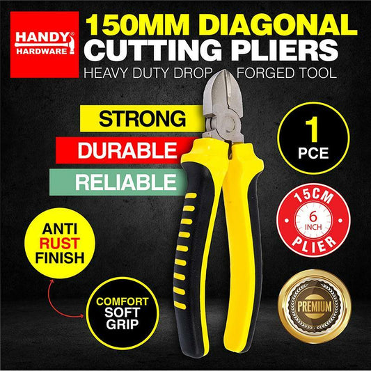 Side Cutter Diagonal Cutting Plier Strong Durable Anti-Rust Soft Grip Tool 15CM