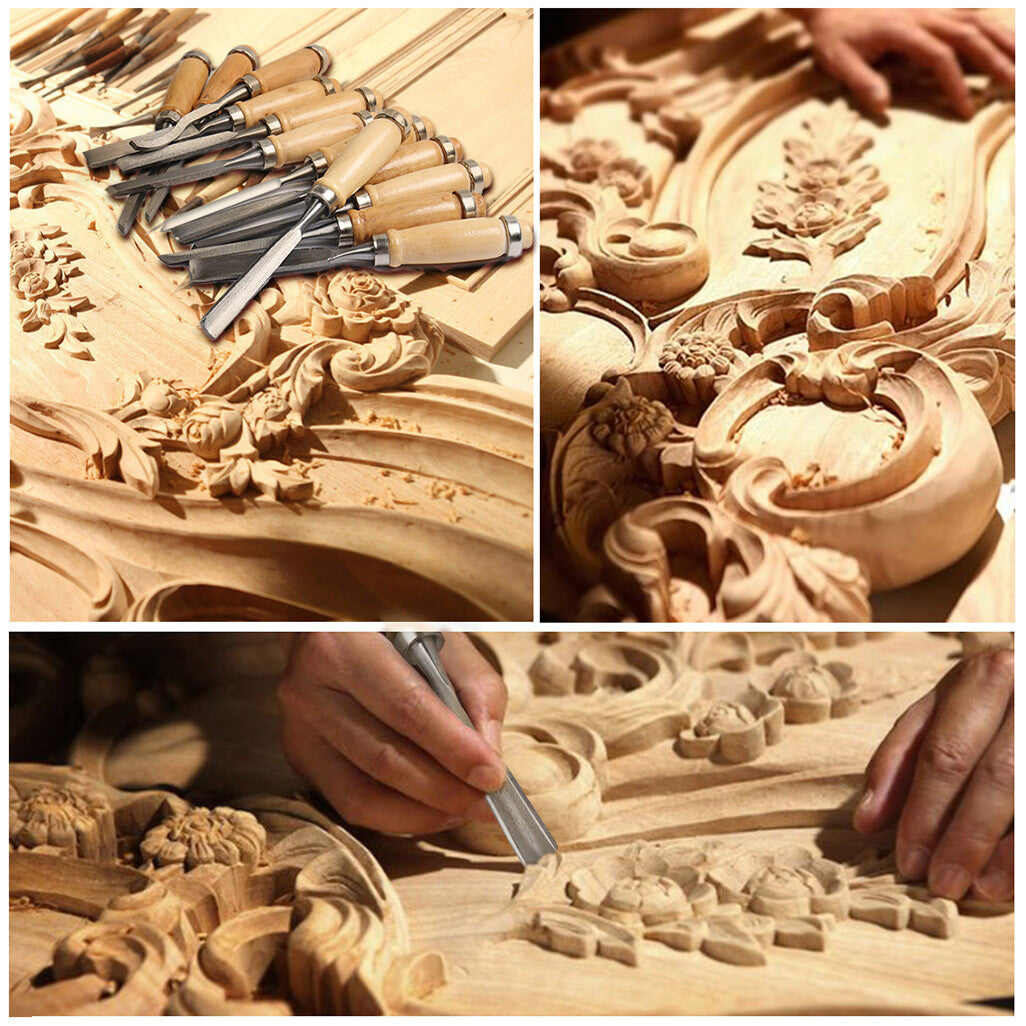 AU Professional 12 Pcs Wood Carving Gauge Chisel Woodworking Hand Tool Set
