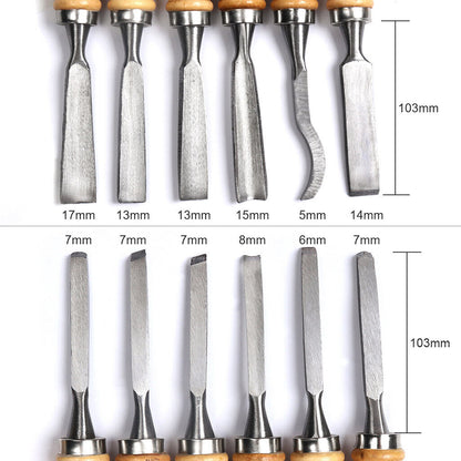 AU Professional 12 Pcs Wood Carving Gauge Chisel Woodworking Hand Tool Set