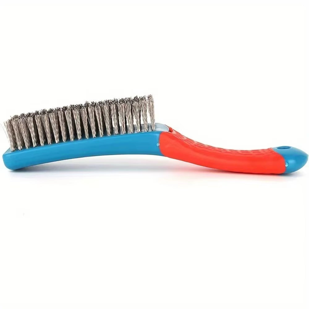 1Pc Hand Wire Brush – Stainless Steel Bristles, Ergonomic Plastic Handle for Rust & Welding Slag Removal