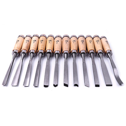 AU Professional 12 Pcs Wood Carving Gauge Chisel Woodworking Hand Tool Set
