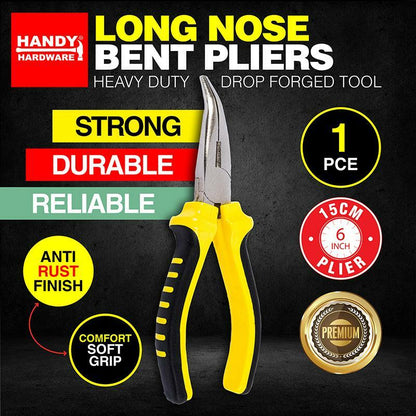 Long Nose Bent Cutting Pliers Strong Durable Reliable Anti-Rust Soft Grip 15CM