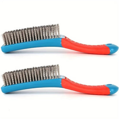 1Pc Hand Wire Brush – Stainless Steel Bristles, Ergonomic Plastic Handle for Rust & Welding Slag Removal