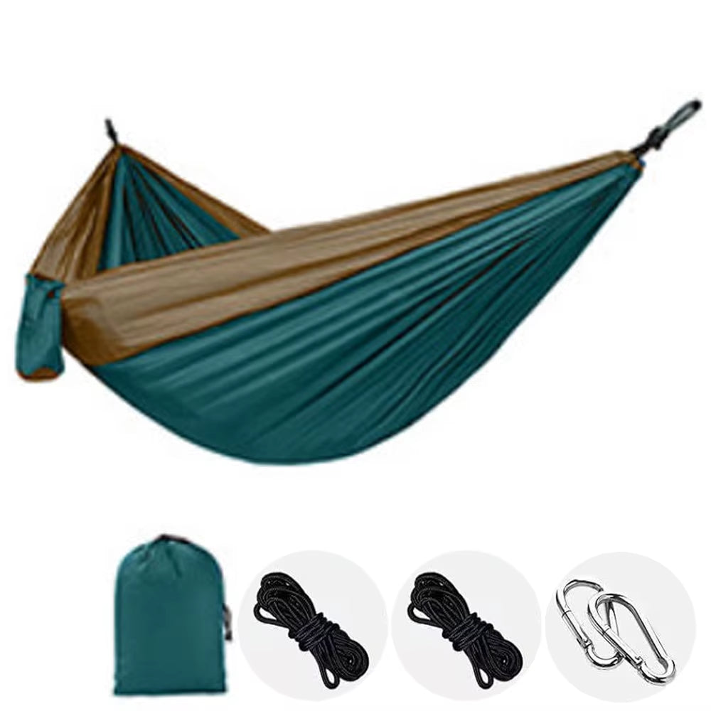 New Camping Hammock Single Person Portable Outdoor with Nylon Color Matching Hammock High Strength Parachute Fabric Hanging Bed