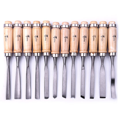 AU Professional 12 Pcs Wood Carving Gauge Chisel Woodworking Hand Tool Set